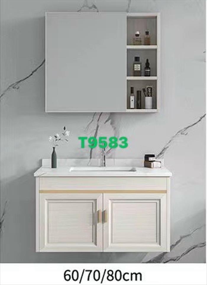 Bộ tủ chậu lavabo phòng tắm bằng nhôm màu trắng  treo tường