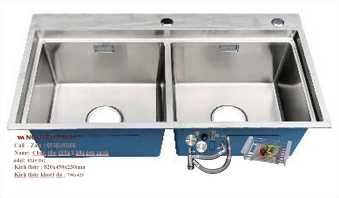 Bồn rửa chén bát 2 ngăn inox 304