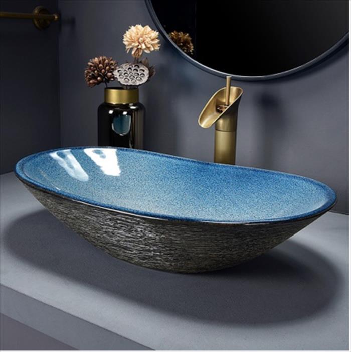 Valabo ( chậu đễ bàn ) Thuyền xanh đen  